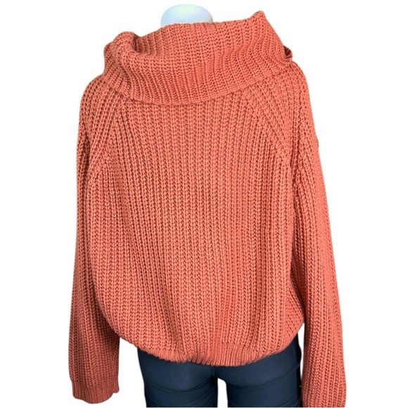 Cozy Orange Cowl Neck Sweater  Chunky Cropped  size M - Picture 2 of 8
